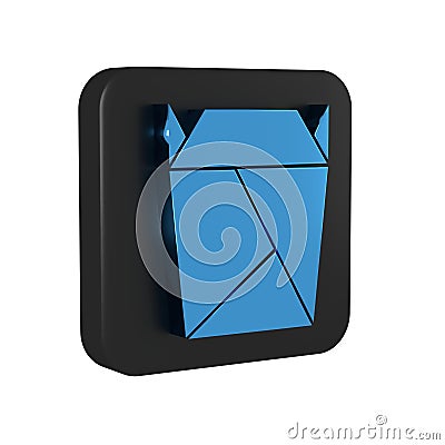 Blue Chinese restaurant opened take out box filled icon isolated on transparent background. Take away food. Black square Stock Photo