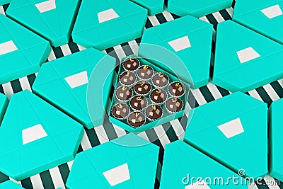 Blue chocolate box wallpaper Stock Photo