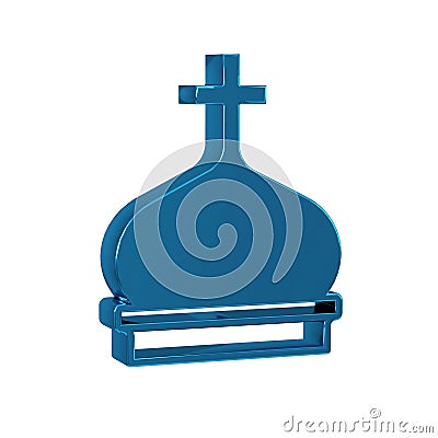 Blue Christian church tower icon isolated on transparent background. Religion of church. Stock Photo