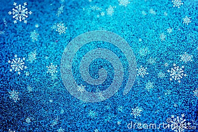 Blue Christmas background snow texture, abstraction, snowflakes Stock Photo