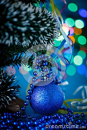 Blue Christmas ball Stock Photo