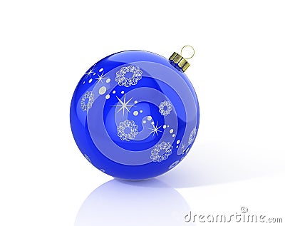 Blue christmas ball with snowflake. 3D Illustration Stock Photo