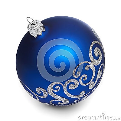 Blue christmas ball on white background Stock Photo