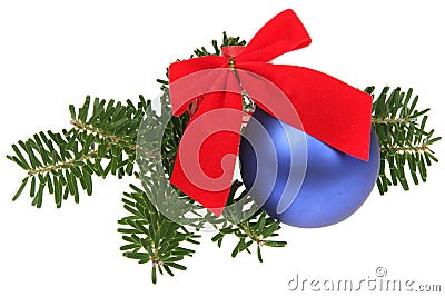 Blue Christmas balls and branch Stock Photo