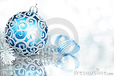 Blue Christmas decorations Stock Photo