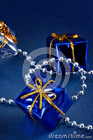 Blue christmas gift Stock Photo