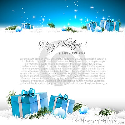 Blue Christmas greeting card Vector Illustration