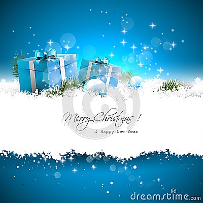 Blue Christmas greeting card Vector Illustration