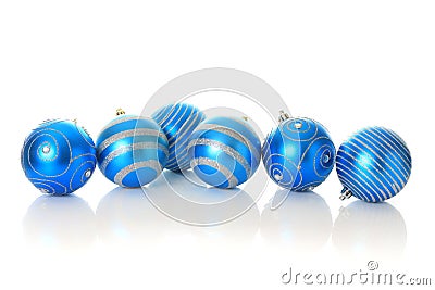 Blue Christmas ornaments. Stock Photo