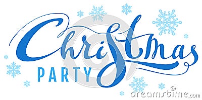 Blue Christmas party text for invite card Vector Illustration