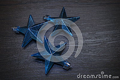 Christmas toys stars on a dark background Stock Photo