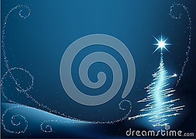 Blue Christmas Tree Vector Illustration