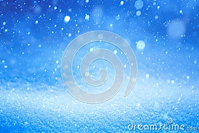 Blue Christmas Winter landscape with falling snow Stock Photo