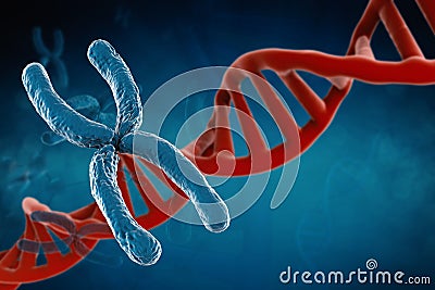 Blue chromosome Stock Photo