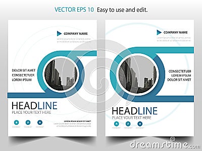 Blue circle annual report Brochure design template vector. Business Flyers infographic magazine poster.Abstract layout template , Vector Illustration