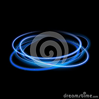 Blue circle light effect background. Swirl glow magic line trail. Light effect motion Vector Illustration