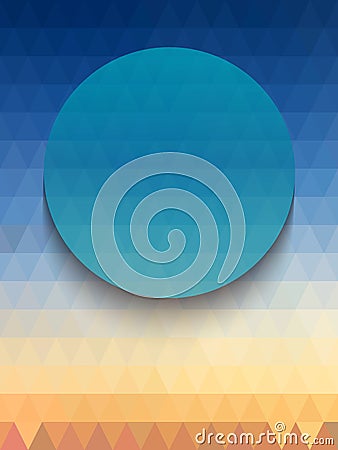 Blue circle on light orange triangles background Vector Illustration