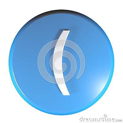 Blue circle push button with the open parenthesis symbol - 3D rendering illustration Cartoon Illustration