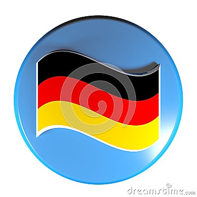 Blue circle push button German flag - 3D rendering illustration Cartoon Illustration