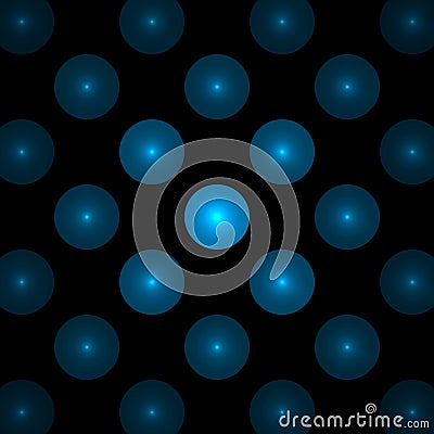 Blue circles on a black background, abstract dark fractal computer generated image, background for text labels Stock Photo