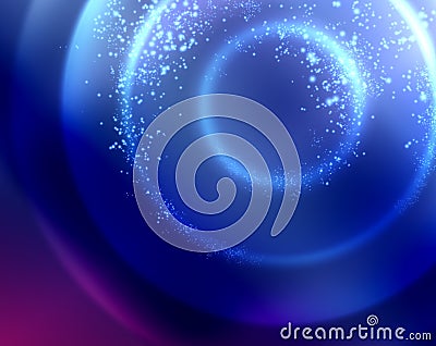 Blue circles Christmas background texture with stars falling from above. Stock Photo