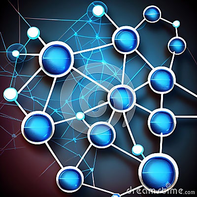Blue circles connected each other icon network illustration emerging hands highly capsuled mist filters graphs chain black Stock Photo