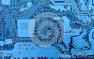 Blue circuit board close-up Stock Photo