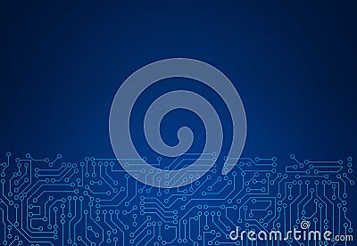 Blue circuit board pattern texture. High-tech background in digital computer technology concept. 3d abstract illustration. Cartoon Illustration