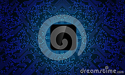 Blue circuit line black microprocessor technology pattern background vector Vector Illustration