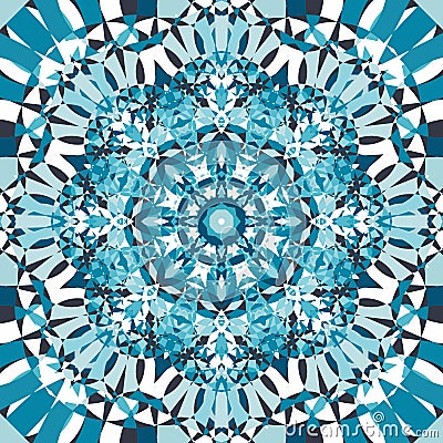 Blue circular kaleidoscope pattern Vector Illustration