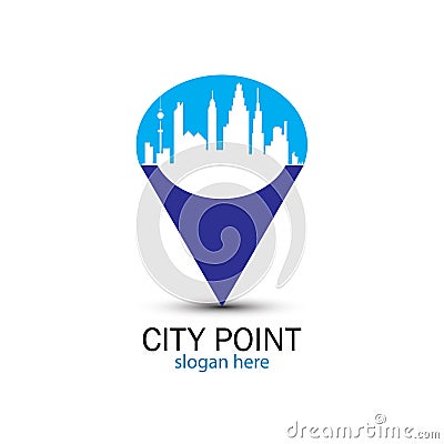 Blue city point Vector Illustration