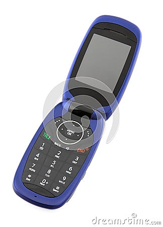 Blue clamshell cell phone Stock Photo