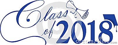 Blue Class of 2018 with Cap and Diploma Stock Photo