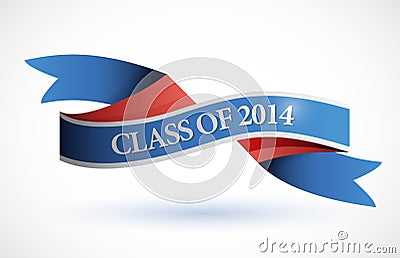 Blue class of 2014 ribbon banner illustration Cartoon Illustration