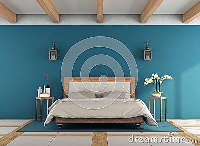 Blue classic bedroom Stock Photo