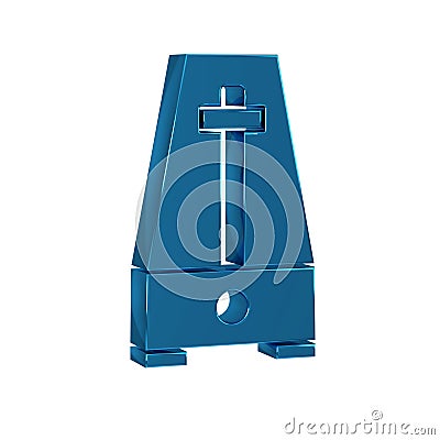 Blue Classic Metronome with pendulum in motion icon isolated on transparent background. Equipment of music and beat Stock Photo