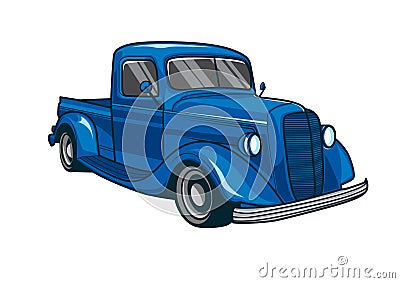 Blue classic truck car vector illustration Vector Illustration