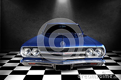 Blue classic vintage car Stock Photo