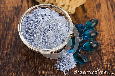 Blue clay mask with serum capsules Stock Photo