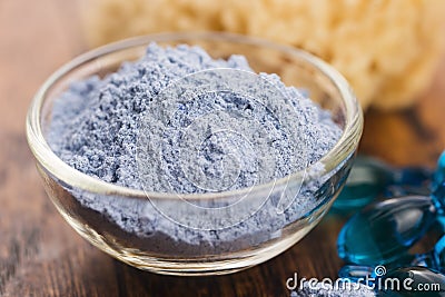 Blue clay mask with serum capsules Stock Photo