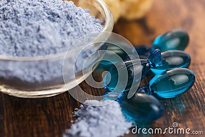 Blue clay mask with serum capsules Stock Photo