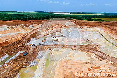 blue clay mining process in a quarry Stock Photo