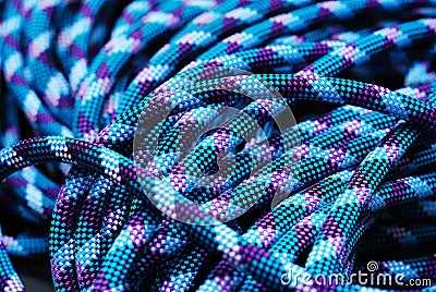 Blue climbing rope Stock Photo