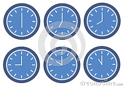 Blue clock. Vector Illustration