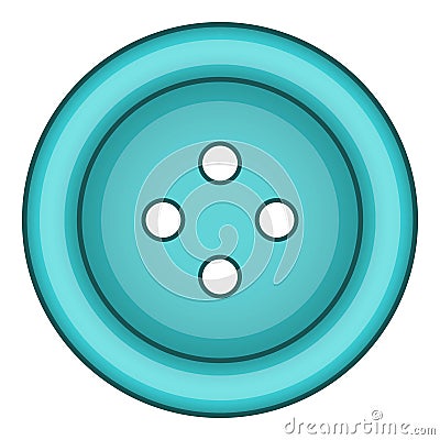 Blue cloth button icon, cartoon style Vector Illustration