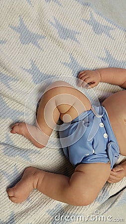 Blue Cloth Diaper Stock Photo