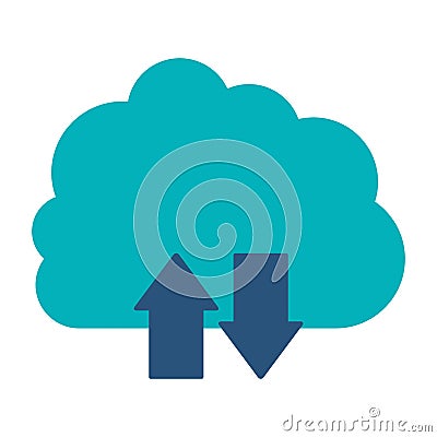 Blue cloud with arrows in opposite direction Vector Illustration