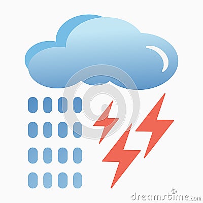 Blue cloud with lightning and rain icon. Cartoon illustration of clouds with lightning and rain vector icon for Internet. Concept. Vector Illustration