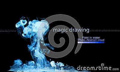 Blue cloud of paint in water.. Abstract figure Stock Photo