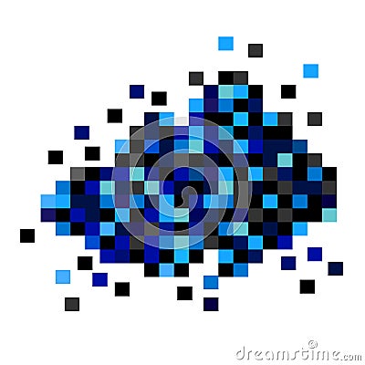 Blue cloud of pixels on a white background Vector Illustration